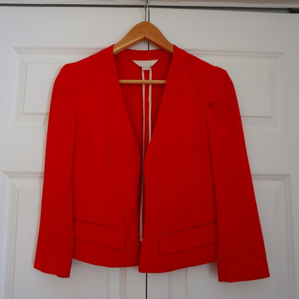 Women Blazer - Bright Orange, Fits extra small to small, from Korean Boutique